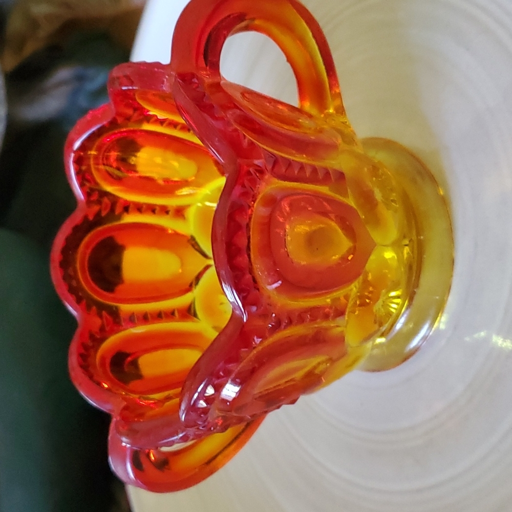 Vintage red and gold glass cup.